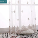Voilage tulle brodé fleurs bord festonné style européen
