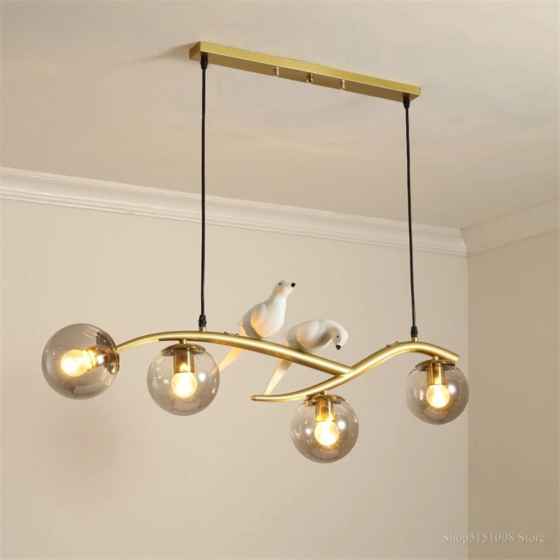 lampe d'oiseau nordique lustre moderne en verre led - vue 2 sur 14