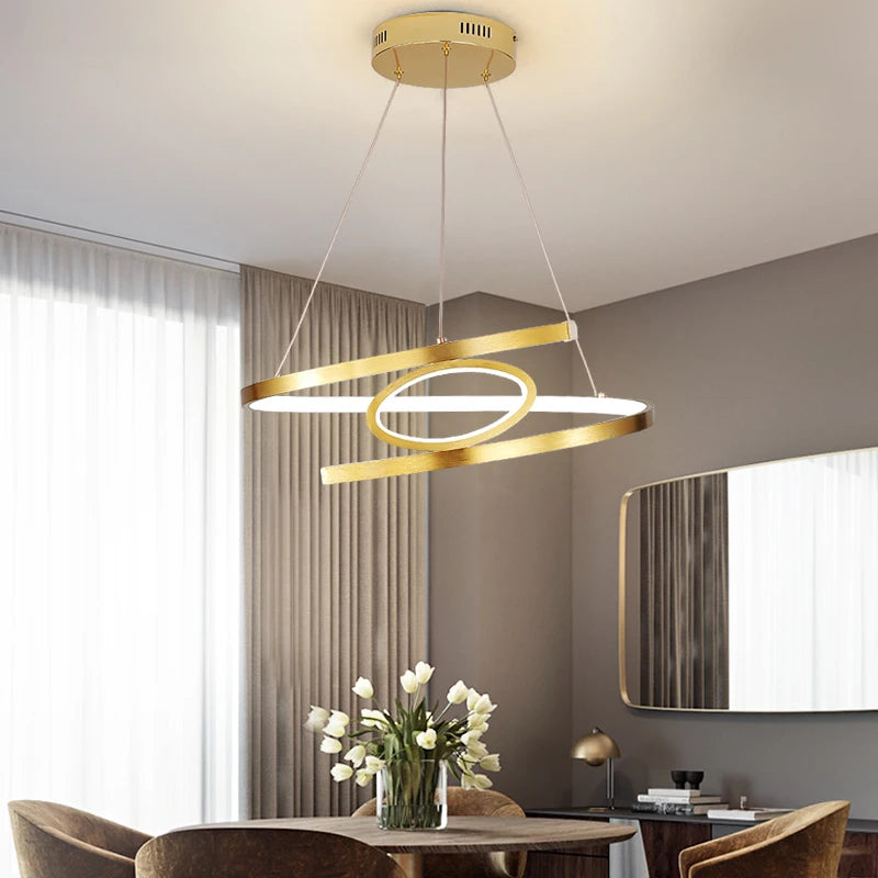 pendantifs led dorés pour un éclairage intérieur moderne et élégant - vue 3 sur 8