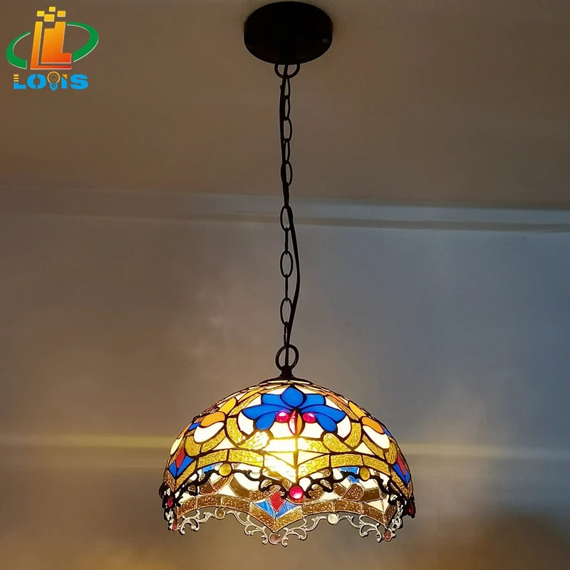lustre style tiffany dragon à pétales pour décoration intérieure - vue 5 sur 6