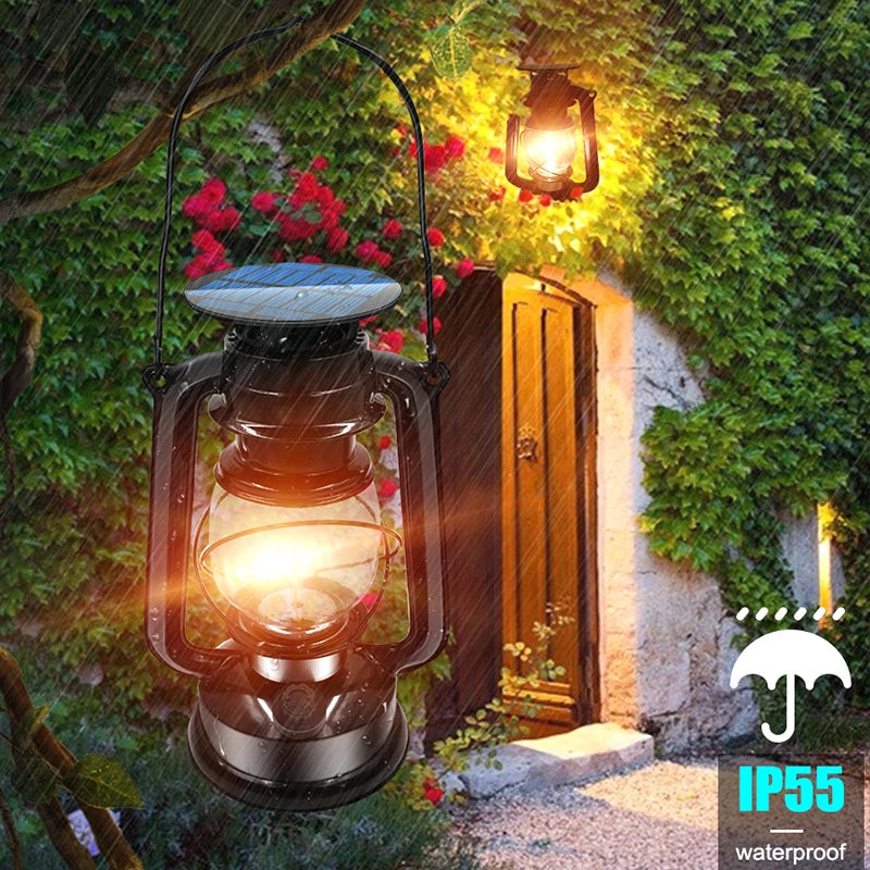 lanterne solaire usb métal antique extérieure suspendue