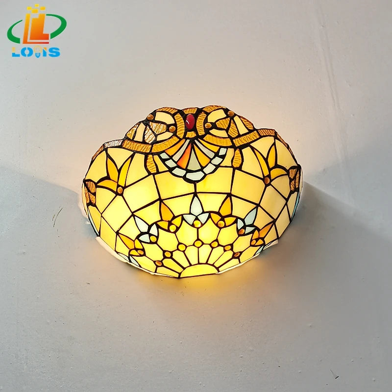 applique murale en verre style européen art déco tiffany - vue 4 sur 6