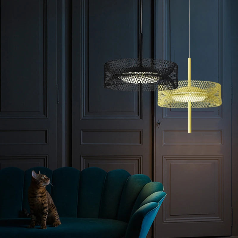 Suspension en filet design nordique déco fer led cage intérieure