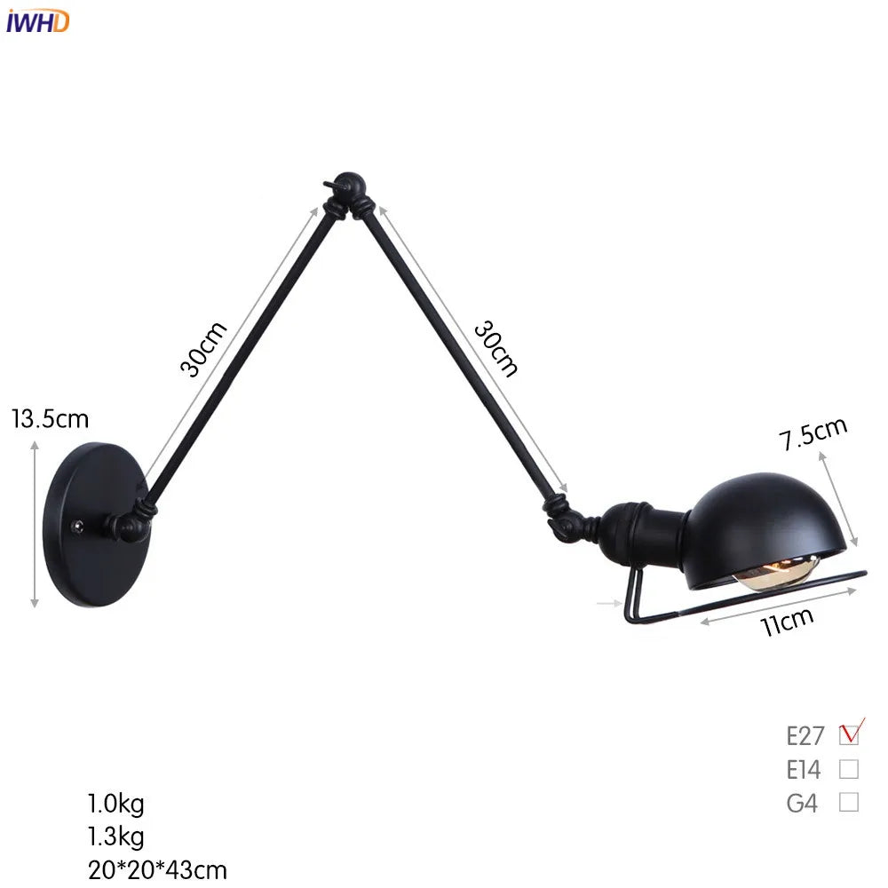 iwhd 2 heads vintage industrial loft LED wall light - vue 20 sur 21