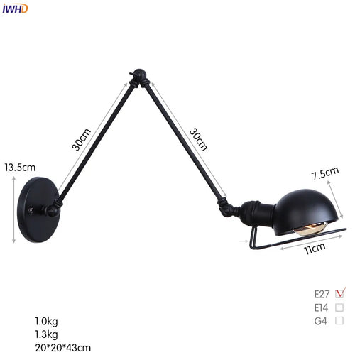 iwhd 2 heads vintage industrial loft LED wall light - vue 21 sur 21
