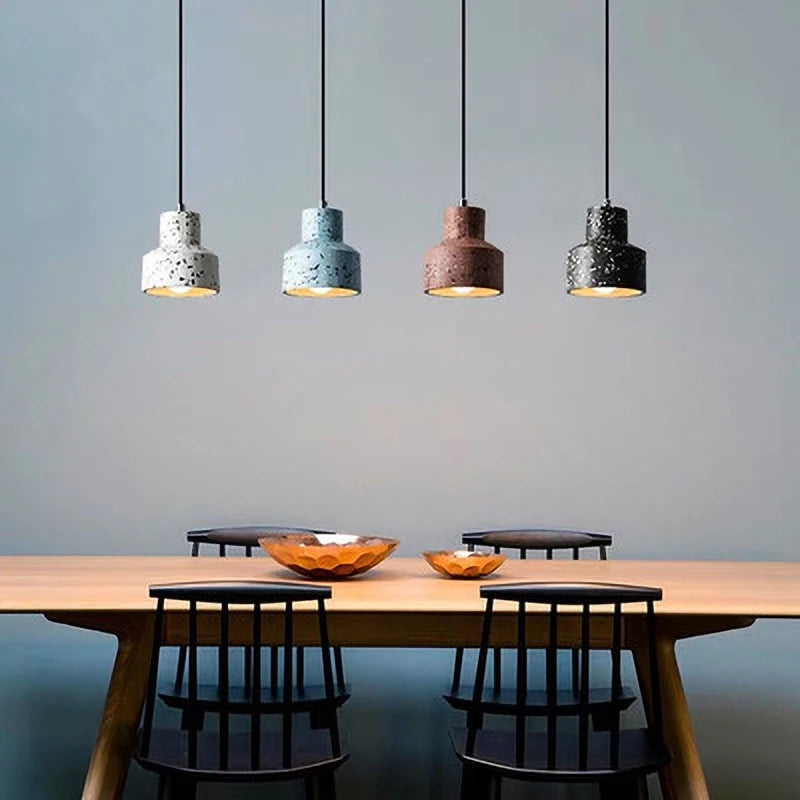 suspension moderne en terrazzo design nordique plusieurs couleurs led - vue 7 sur 28