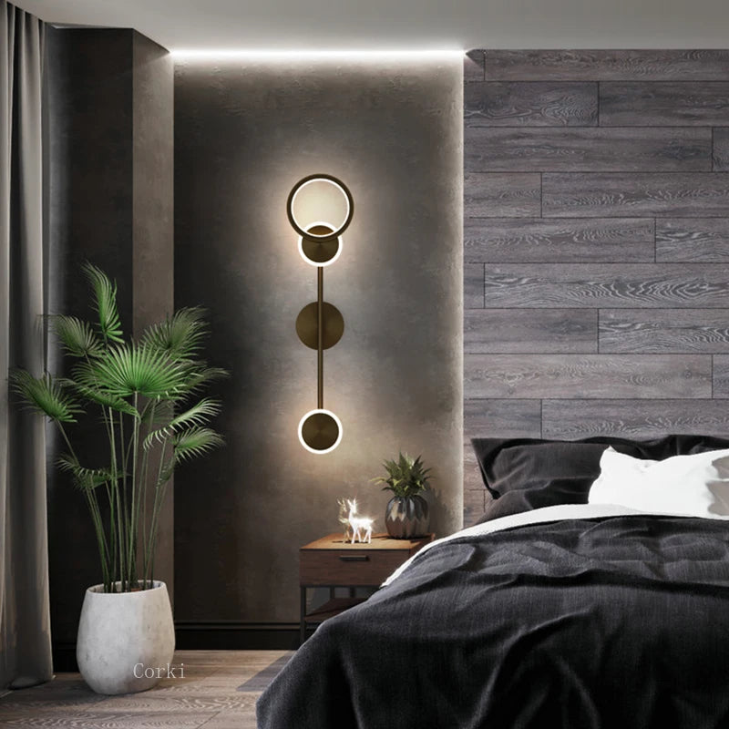 applique murale moderne à led rotative trois lumières tamisées - vue 5 sur 16