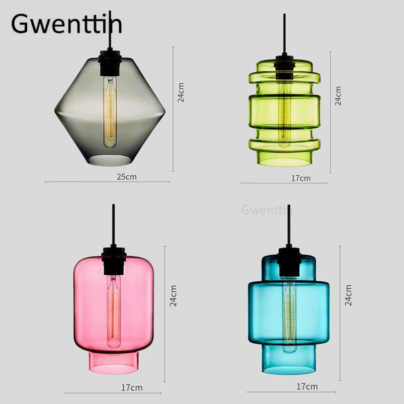 suspension moderne en verre teinté pour décoration intérieure - vue 5 sur 30