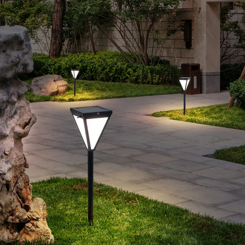 Lampe de pelouse solaire extérieure LED lampe de stigmatisation rougeoyante sans électricité couloir de jardin moderne terrasse ronde lumières de pelouse imperméables - vue 4 sur 7