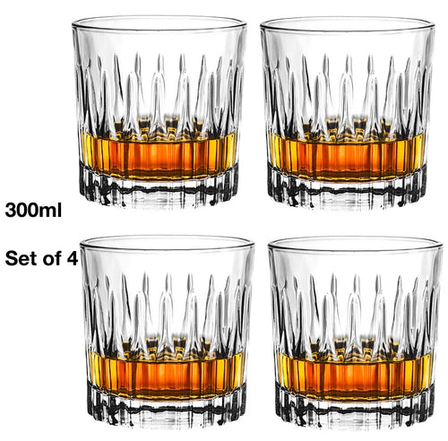 lot 4 verres whisky relief vintage epais resistants