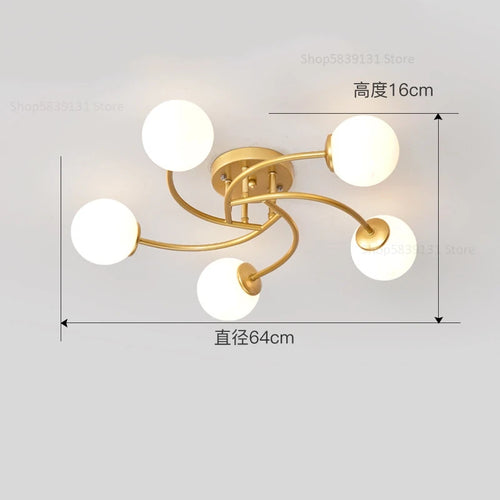 plafonnier nordique simple en verre avec led moderne - vue 13 sur 12