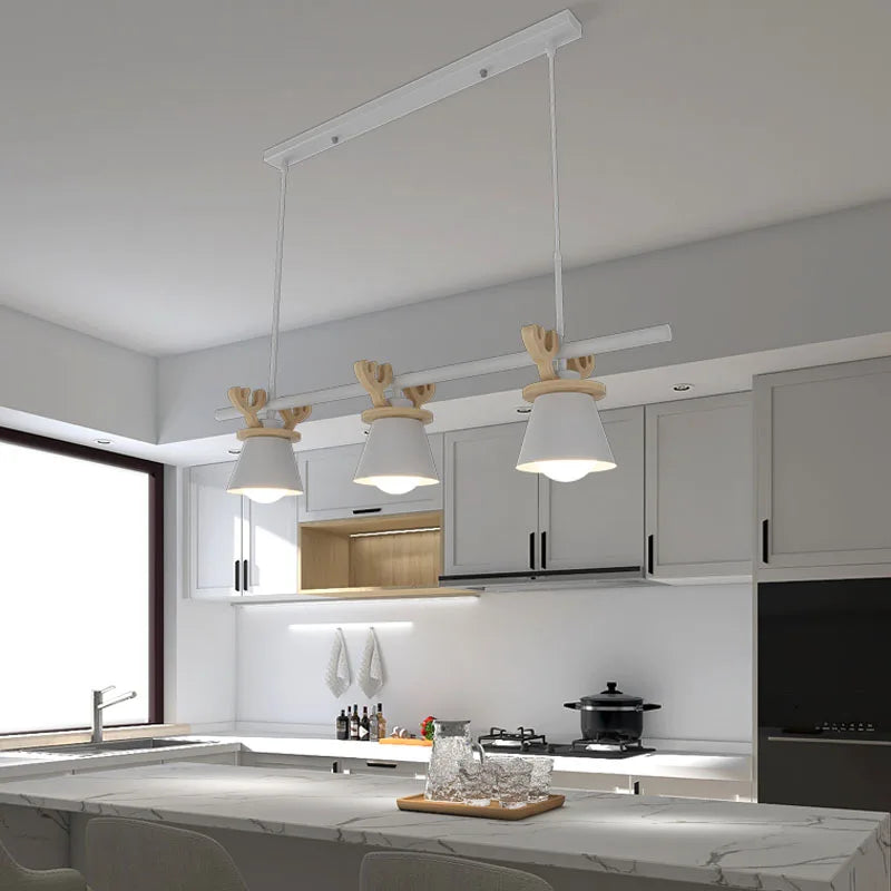 suspension led style nordique avec décoration élan - vue 4 sur 12