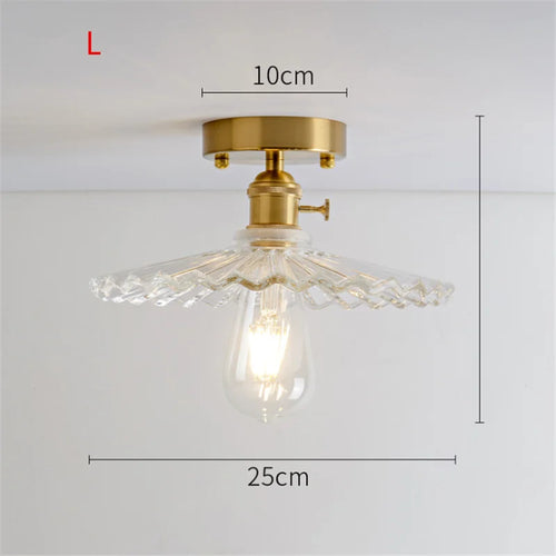 Plafonnier en verre nordique rétro Loft Vintage plafonnier salle à manger couloir moderne cuivre E27 plafond abat-jour en verre - vue 18 sur 26