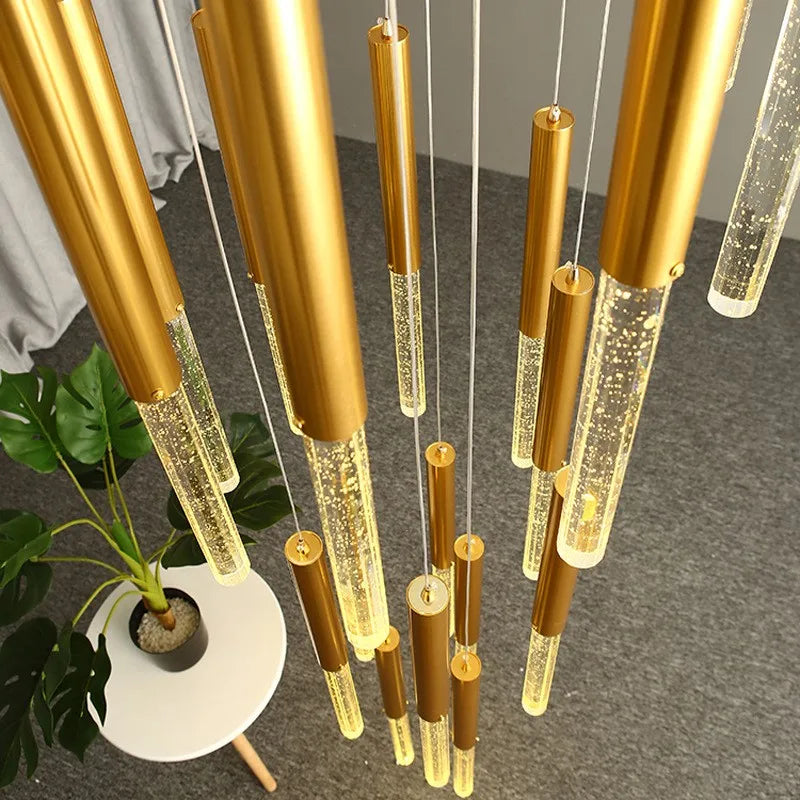 lustre moderne de luxe en cristal pour villa duplex nordique - vue 5 sur 14