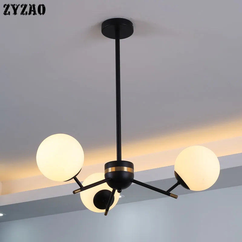 lustre moderne en boule de verre pour décoration intérieure élégante - vue 4 sur 9