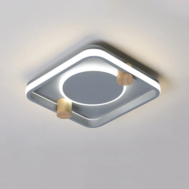 lustre led moderne en fer et bois pour intérieur minimaliste - vue 11 sur 14