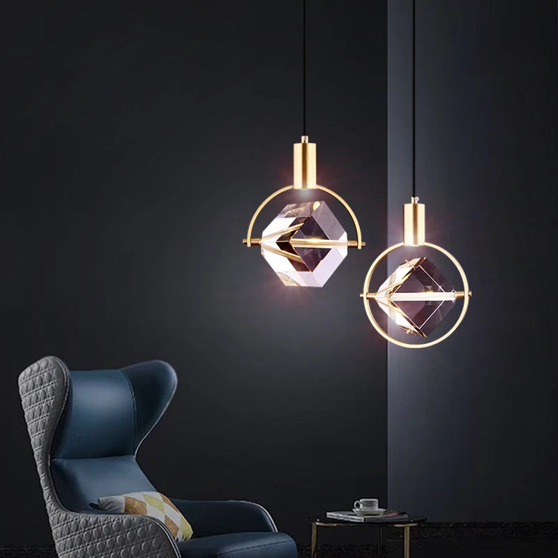 Suspension design dorée nordique à tête unique - vue 6 sur 10