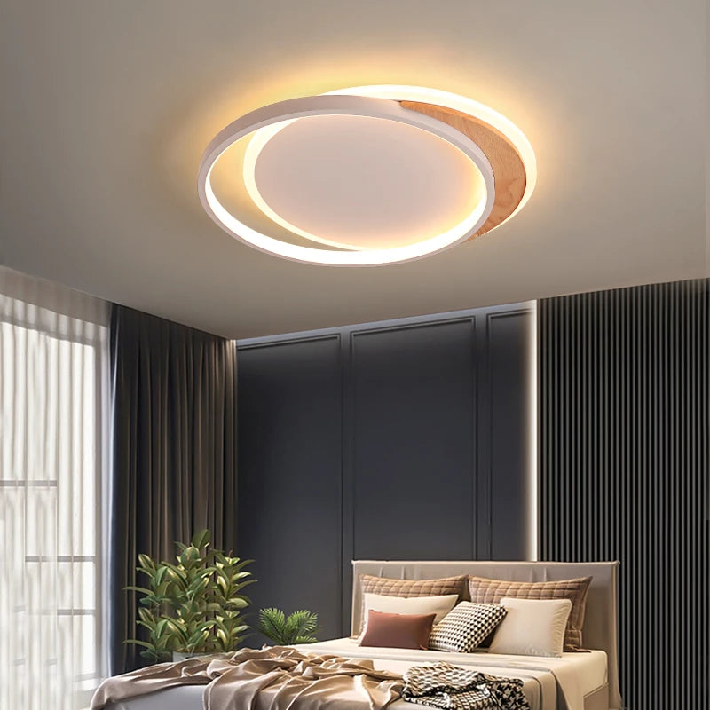 Lustres LED modernes lampes en bois véritable pour salon chambre décoration de la maison logement 	 luminaires d'intérieur