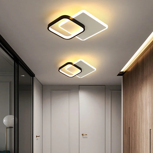 lustre led allée plafonnier noir blanc - vue 6 sur 12