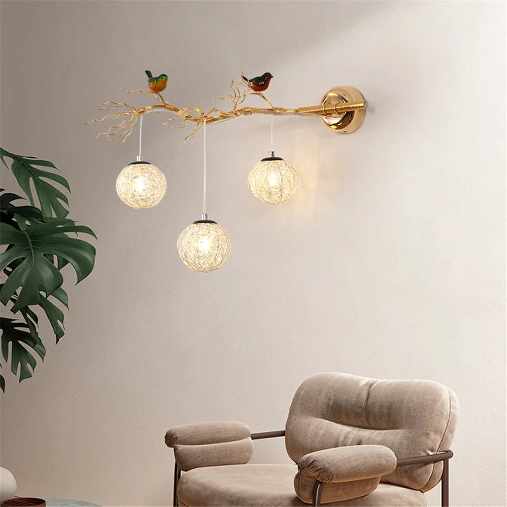applique murale nordique en aluminium nid d'oiseau led romantique - vue 7 sur 11
