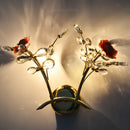 applique murale dorée en cristal et céramique à fleurs de luxe