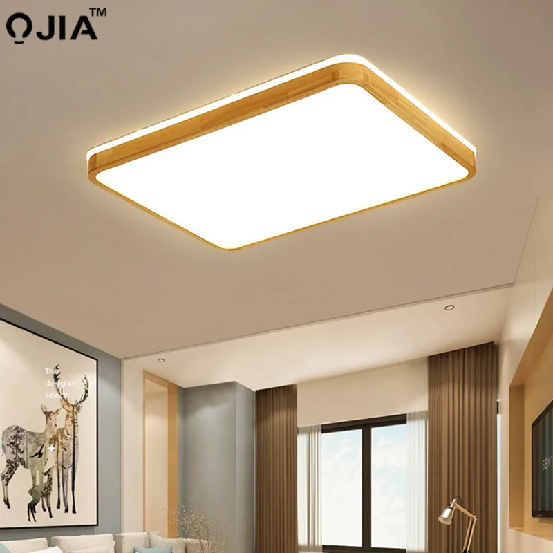 plafonnier led en bois véritable au design moderne idéal pour toutes pièces - vue 4 sur 15