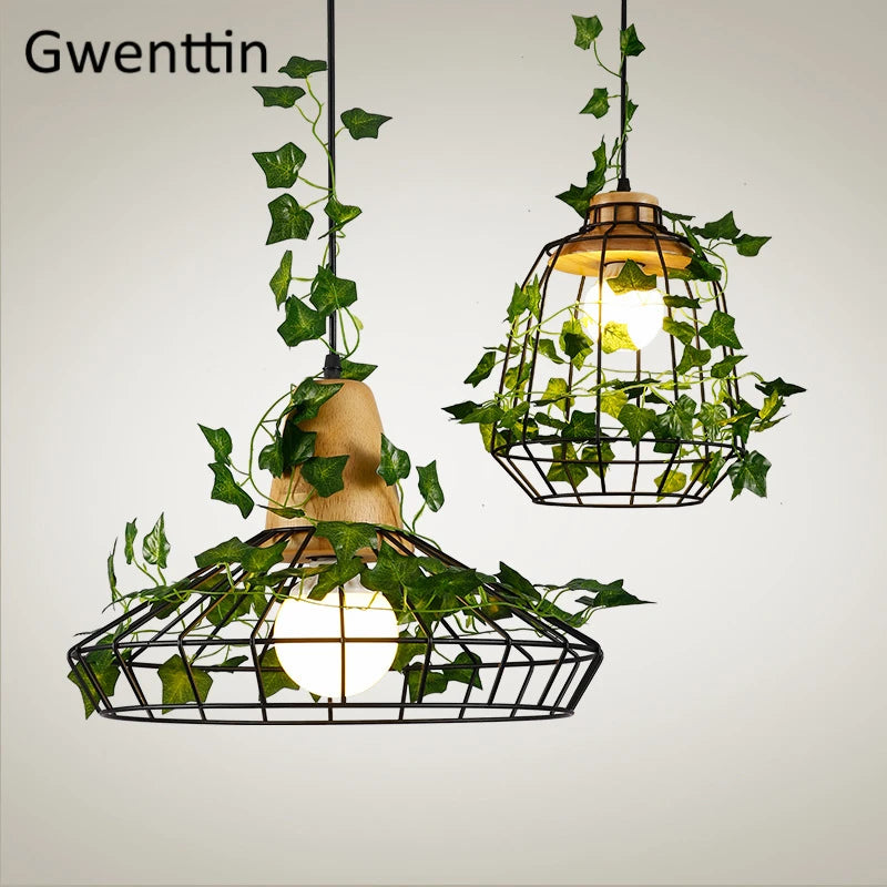 suspension moderne en bois avec éclairage led pour plantes