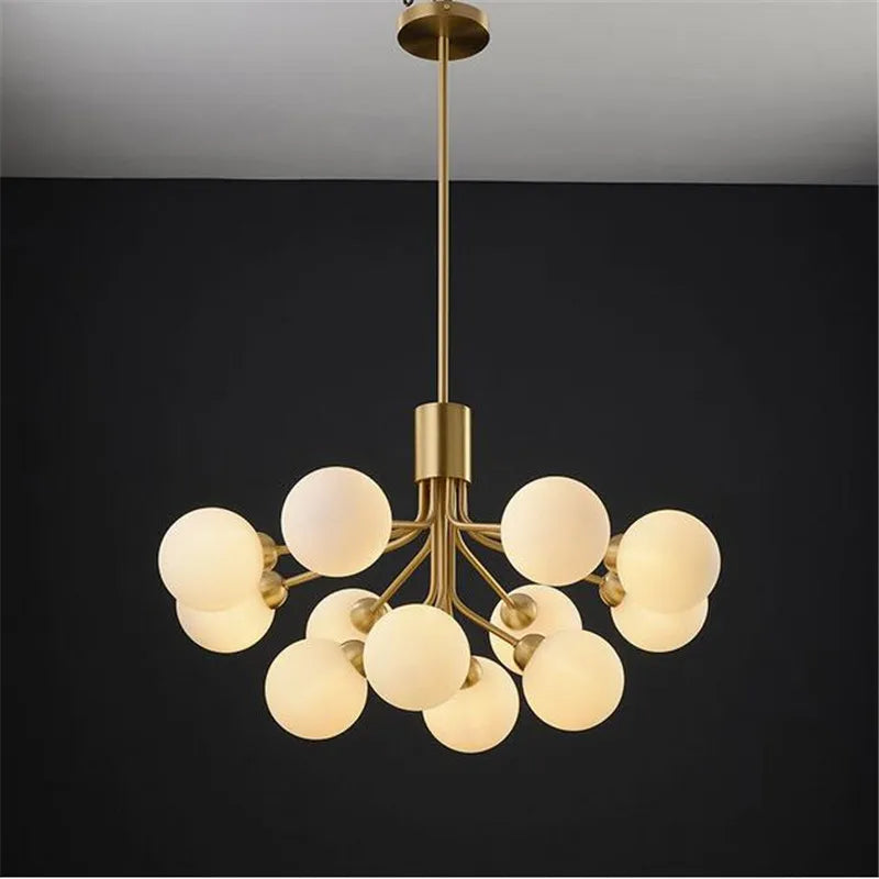 Lustre boule de verre nordique Led or luxe chambre cuisine lampe magique haricot Apiales lustres pour salle à manger café éclairage - vue 4 sur 12