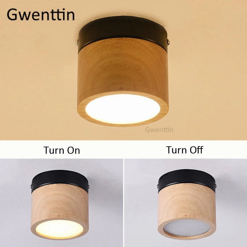 plafonnier à led en bois nordique moderne pour intérieur design - vue 5 sur 7