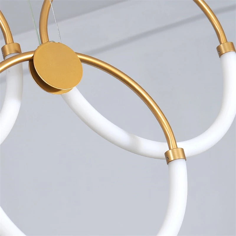 lustre moderne nordique anneau d'or suspension décoration - vue 5 sur 10