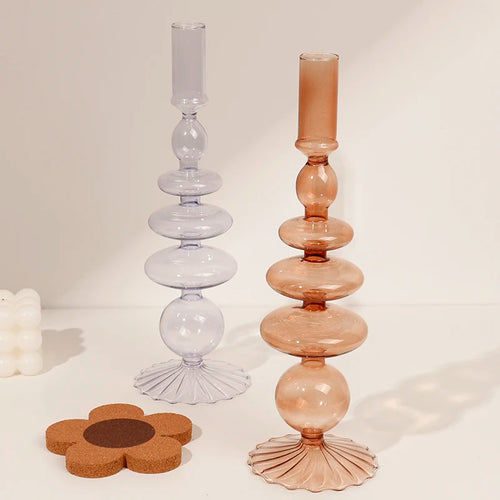 bougeoirs en verre romantiques pour mariage et décoration intérieure - vue 3 sur 13