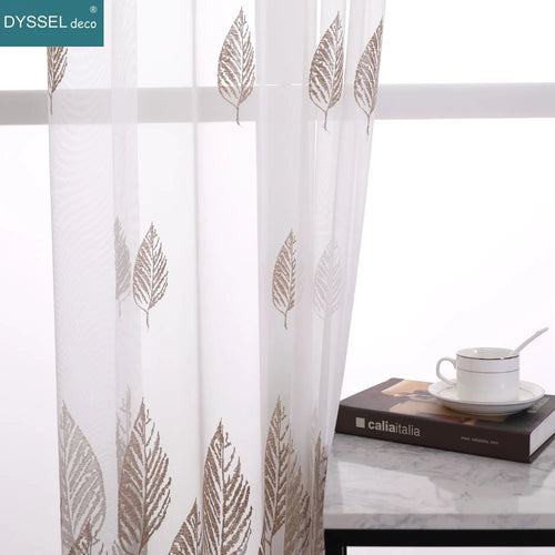 Voilage tulle brodé fleurs style européen salon chambre - vue 4 sur 8