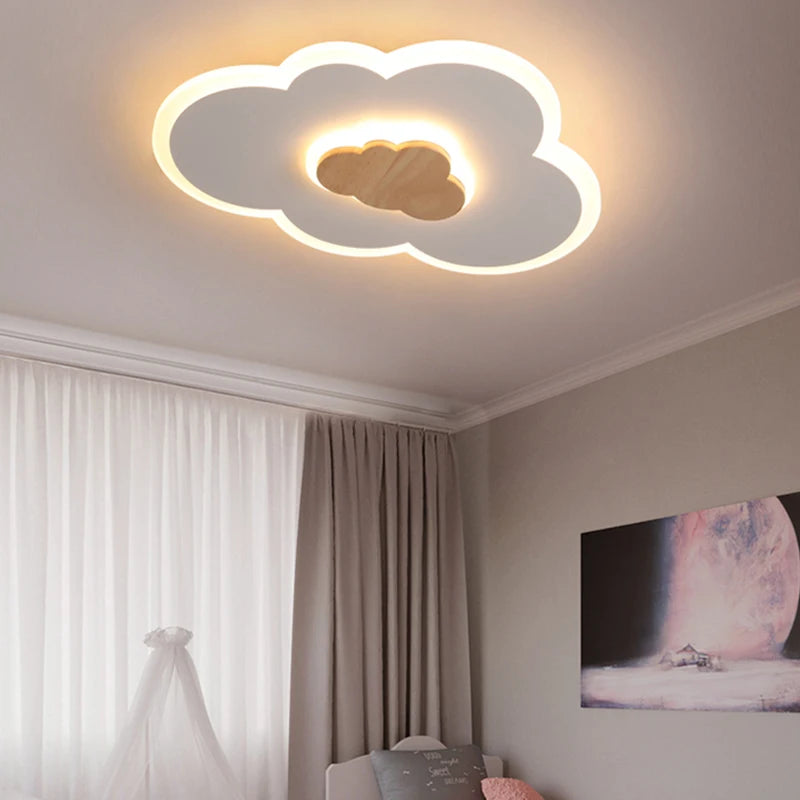 plafonnier led en bois dessin animé pour enfants - vue 6 sur 9