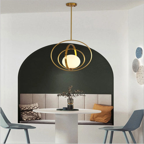 Minimalist nordic round glass chandelier luxury designer light - vue 6 sur 8