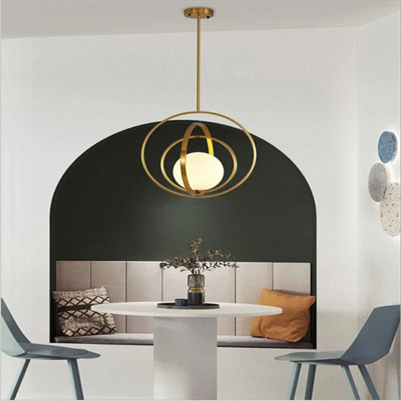 Minimalist nordic round glass chandelier luxury designer light - vue 5 sur 8