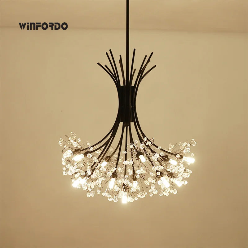 lustre moderne en cristal avec 	 led luminaria lampadario - vue 7 sur 10