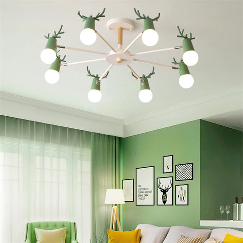 lustre en bois led nordique pour enfants style macaron