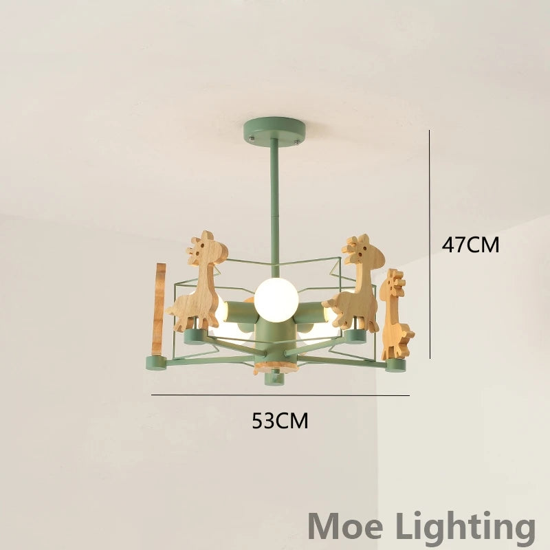 suspension girafe en bois à led pour enfants - vue 10 sur 12