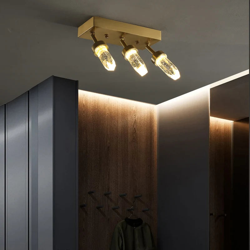 Applique murale nordique en cristal chambre salon TV fond mur bulle cristal cuivre luxe allée - vue 4 sur 8