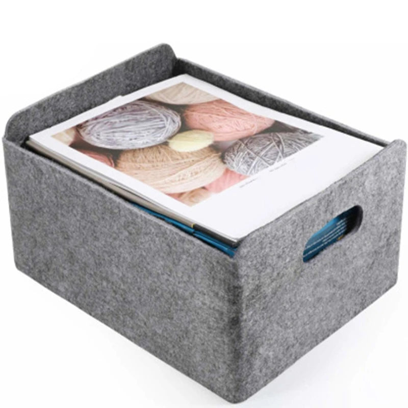HOT-2Pcs Felt Storage Basket/Bin with Handles, Collapsible &amp; Convenient Storage Solution - vue 4 sur 7