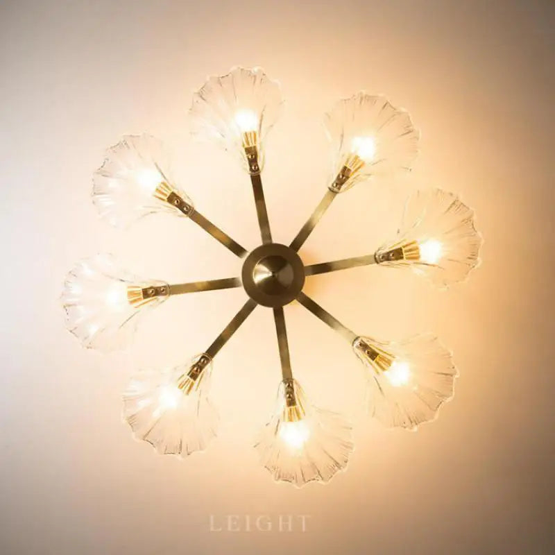 Plafonniers en verre Antique 	 coquille cuivre cuisine lumière E14 surface lumière LED pour salle à manger chambre LED plafonniers - vue 6 sur 8