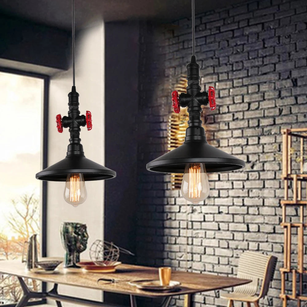 suspension vintage industriel loft tuyau d'eau luminaire bar restaurant - vue 4 sur 10