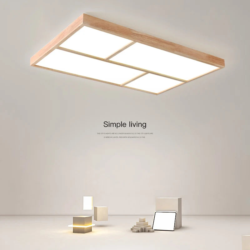 plafonnier led moderne en bois véritable pour intérieur décoratif
