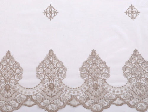 Voilage tulle brodé fleurs bord festonné style européen