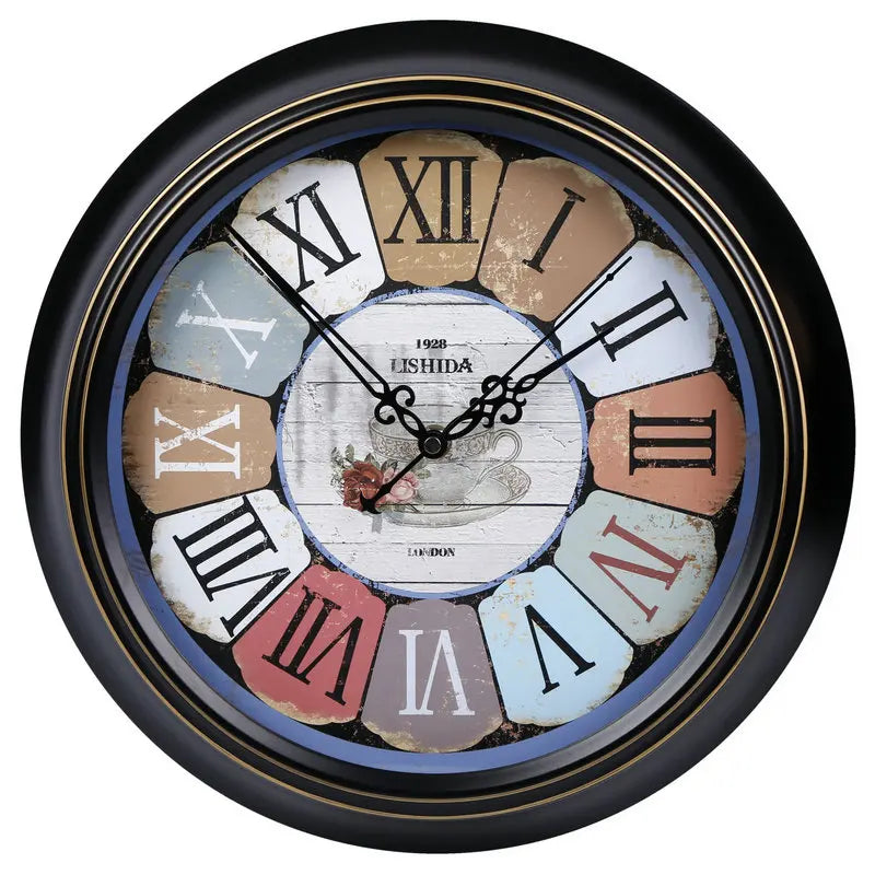 horloge murale silencieuse rétro style shabby chic décoration intérieure - vue 18 sur 24