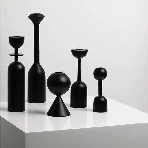 Minimalist nordic solid wood candle holder decorative creative - vue 2 sur 10