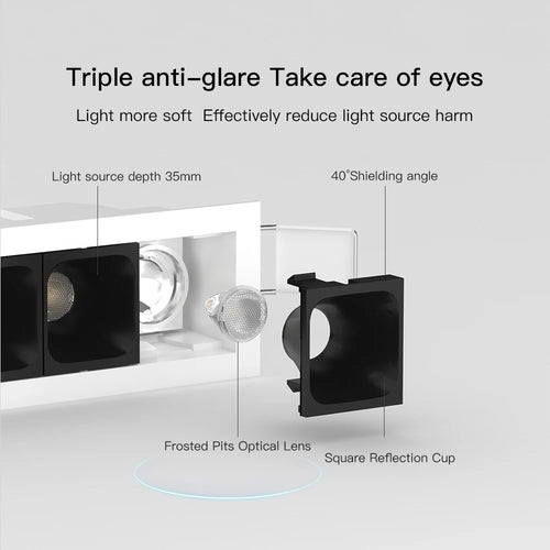 XRZLux – plafonnier Led carré encastré encastrable avec bande lumineuse linéaire - vue 4 sur 12