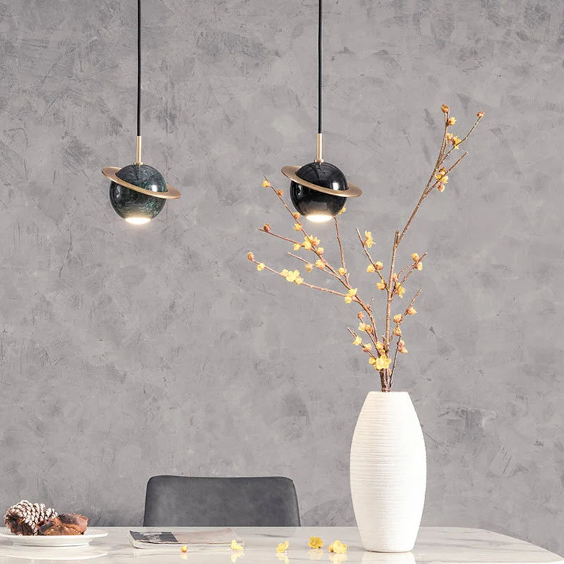 suspension marbre simple style planétaire pour bar hôtel magasin - vue 5 sur 9
