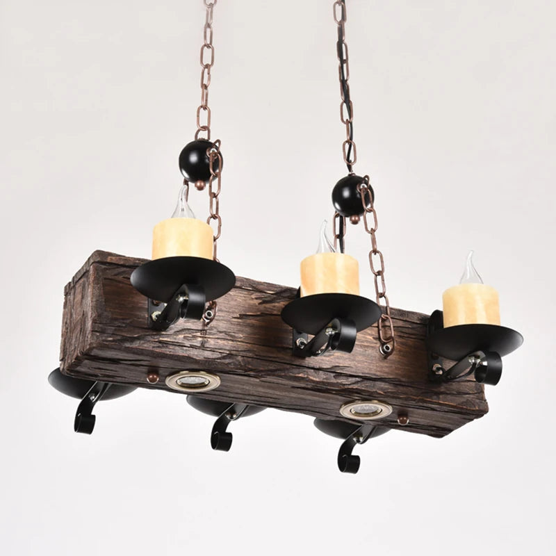 Lustre Antique en bois et métal - vue 5 sur 7