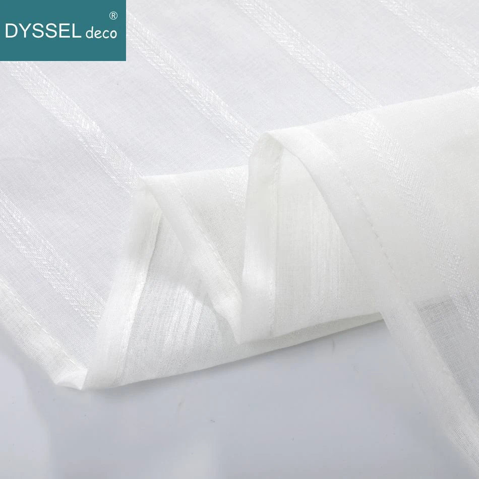 Voilage tulle rayé style européen léger pour salon - vue 4 sur 7